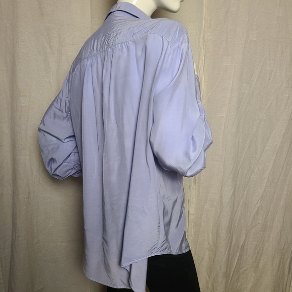 En Thread Womens Periwinkle Blue Business Professional Viscose Button-Down Shirt - Picture 6 of 13